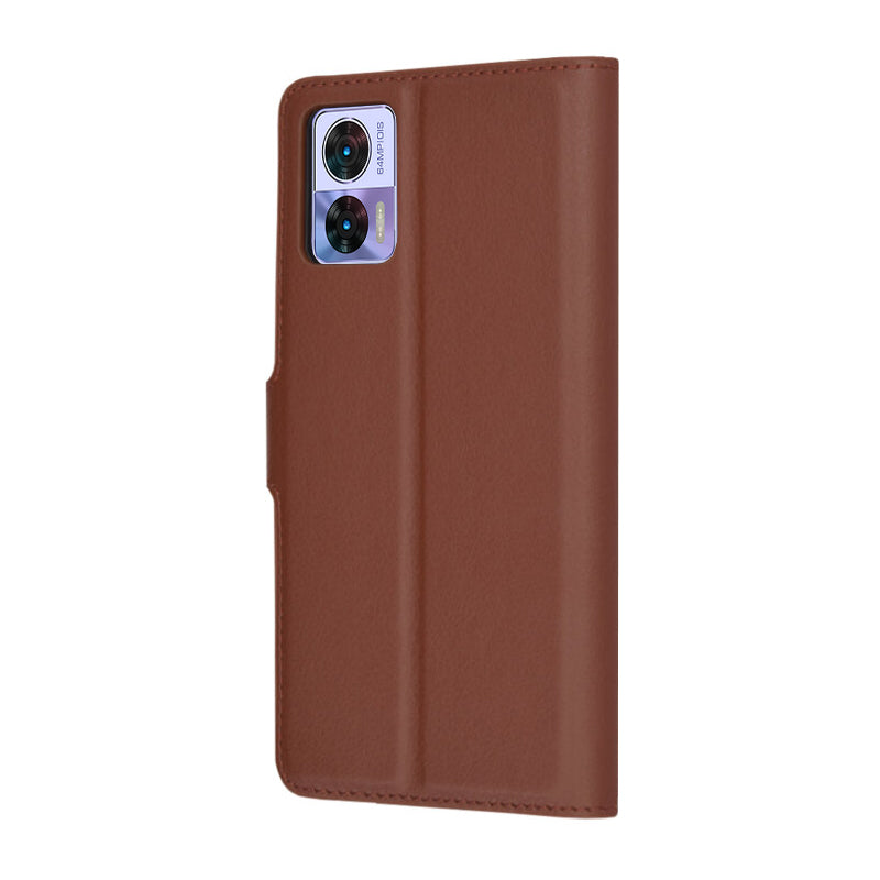 Coque pour Motorola Edge 30 Neo, Techsuit, Leather Folio, Marron