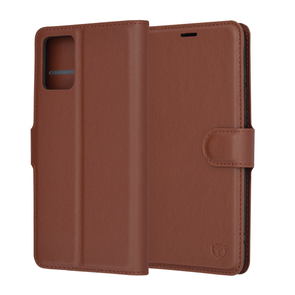 Coque pour Motorola Edge 30 Neo, Techsuit, Leather Folio, Marron