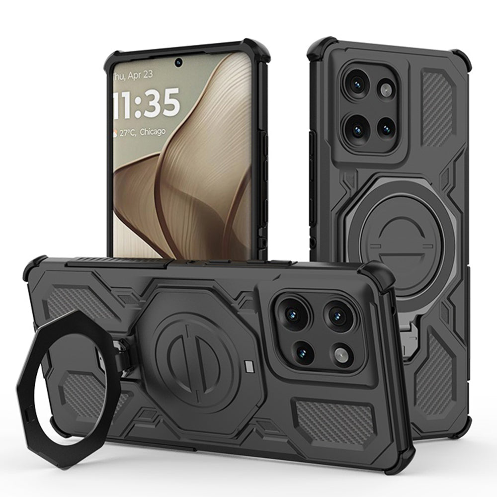 Coque pour Motorola Edge 50, Techsuit, Carbon Shield Pro, Noire