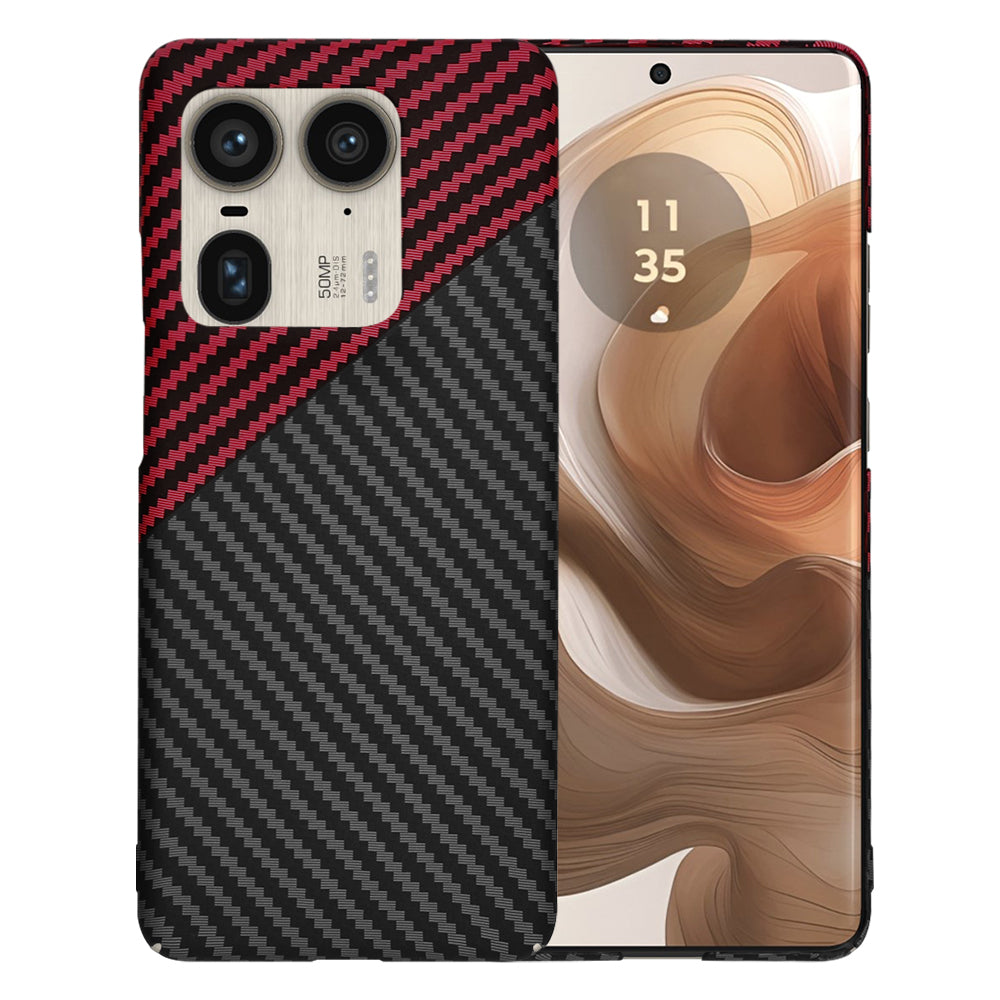 Coque pour Motorola Edge 50 Ultra, Techsuit, Carbonite FiberShell, Noir Rouge