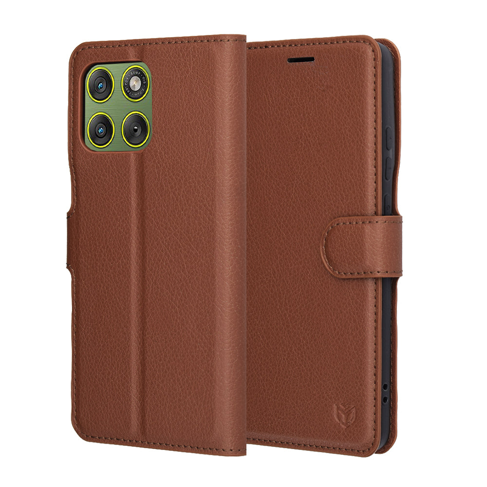 Hülle für Motorola Edge 70, Techsuit, Leather Folio, Braun