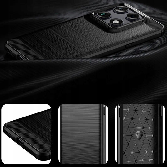 Housse pour Motorola Edge 70 Ultra / Signature, Techsuit, Carbone, Noire