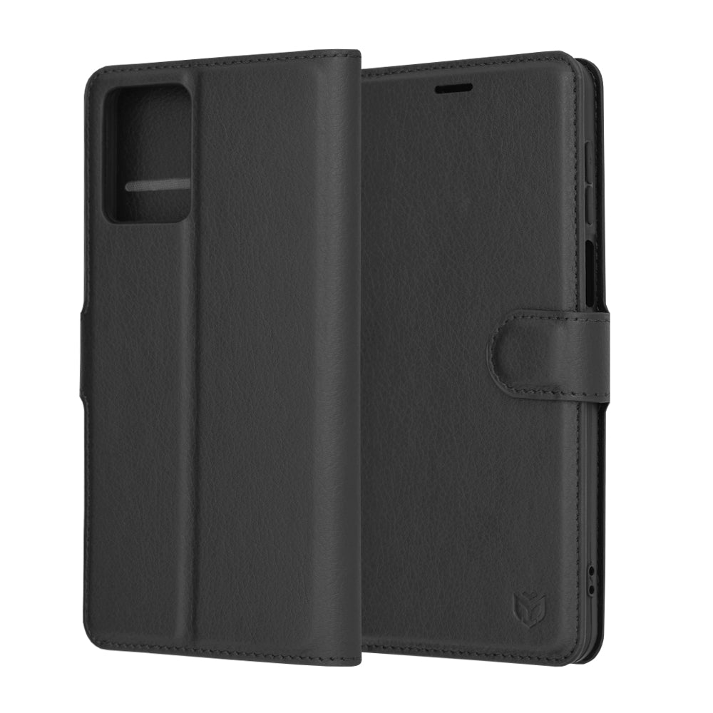 Hülle für Motorola Moto G54, Techsuit, Leather Folio, Schwarz