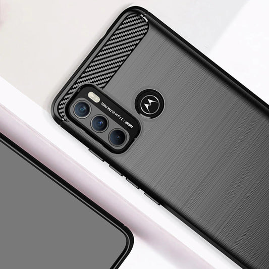 Hülle für Motorola Moto G60, Techsuit, Carbon, Schwarz