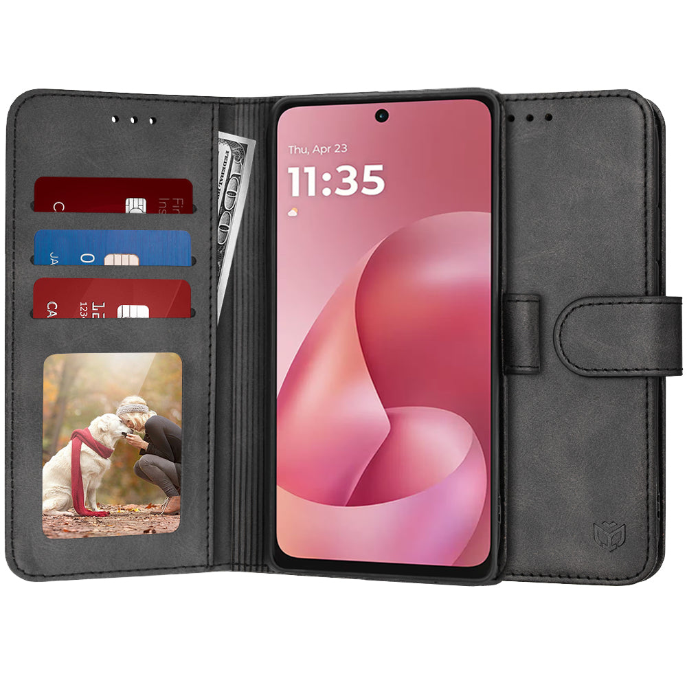 Hülle für Motorola Moto G67 Power / G57 Power, Techsuit, Diary Book, Schwarz