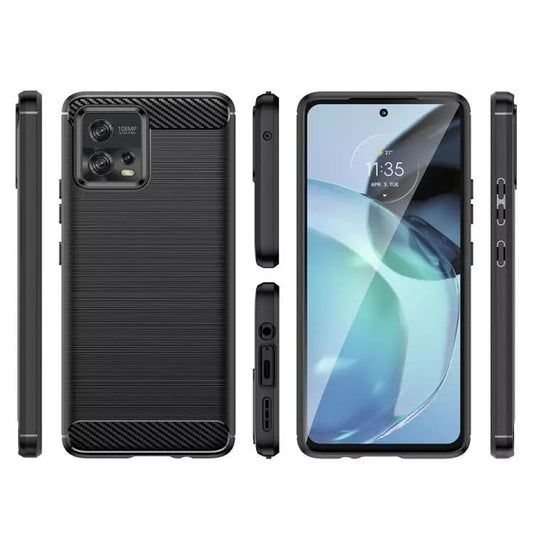 Hülle für Motorola Moto G72, Techsuit, Carbon, Schwarz