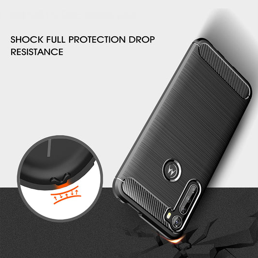 Coque pour Motorola One Fusion+, Techsuit, Carbone, Noire