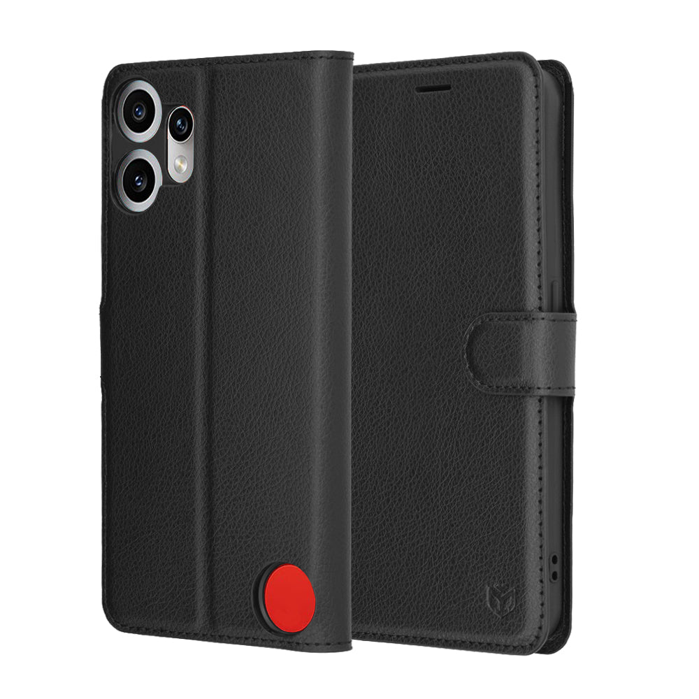 Coque pour Nothing CMF Phone 2 Pro, Techsuit, Folio en cuir, Noire