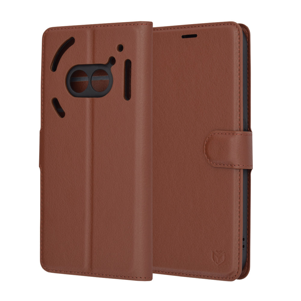 Coque pour Nothing Phone (2a) Plus / Phone (2a), Techsuit, Folio en cuir, Marron