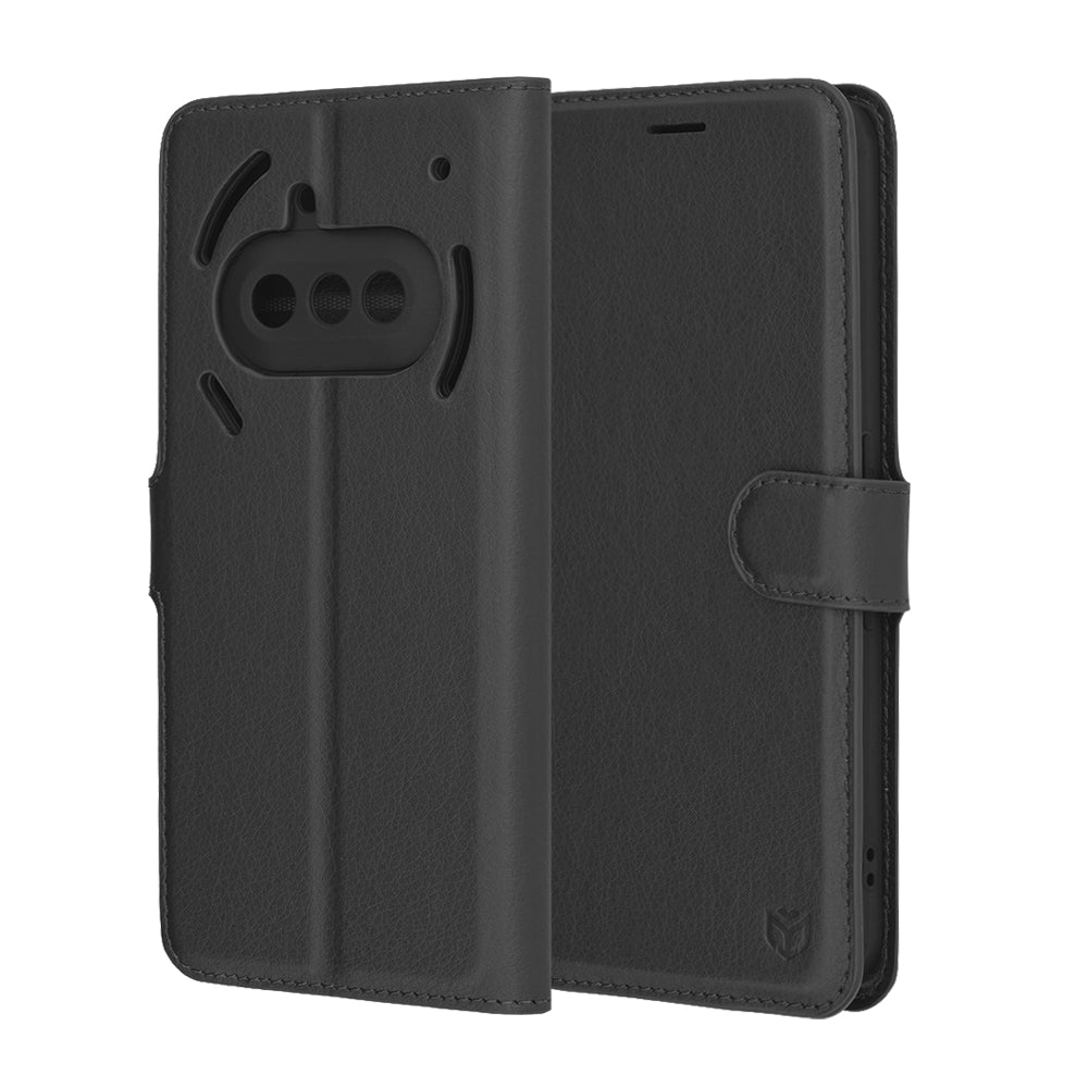 Coque pour Nothing Phone (3a), Techsuit, Leather Folio, Noire