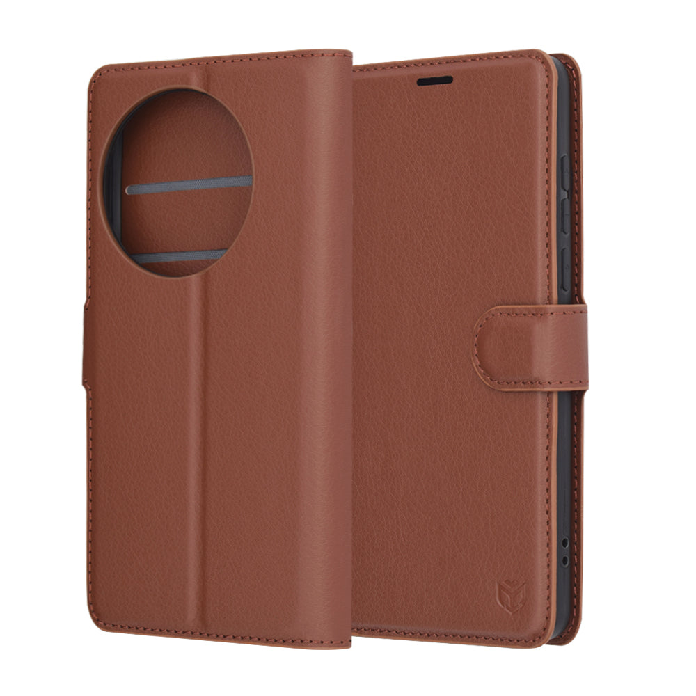 Coque pour OnePlus 13, Techsuit, Leather Folio, Marron