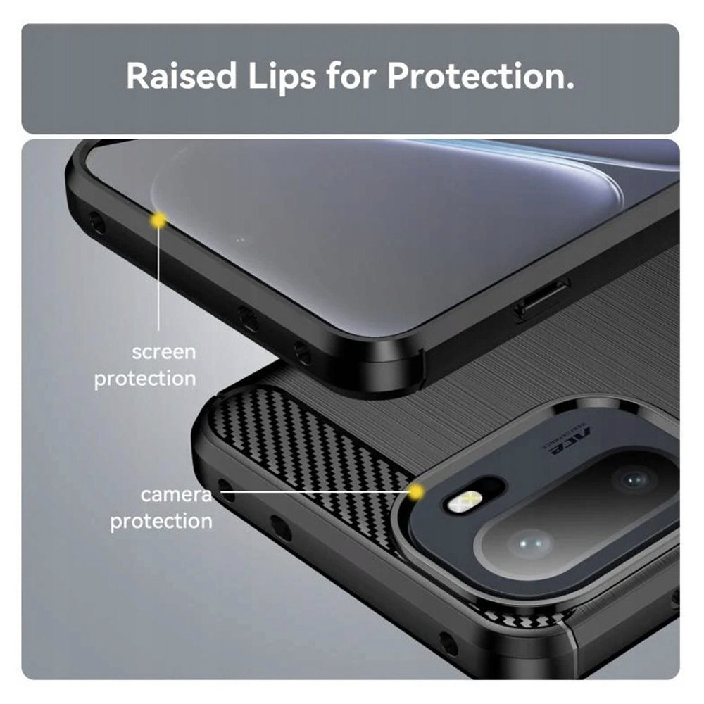 Hülle für OnePlus 15R, Techsuit, Carbon, Schwarz