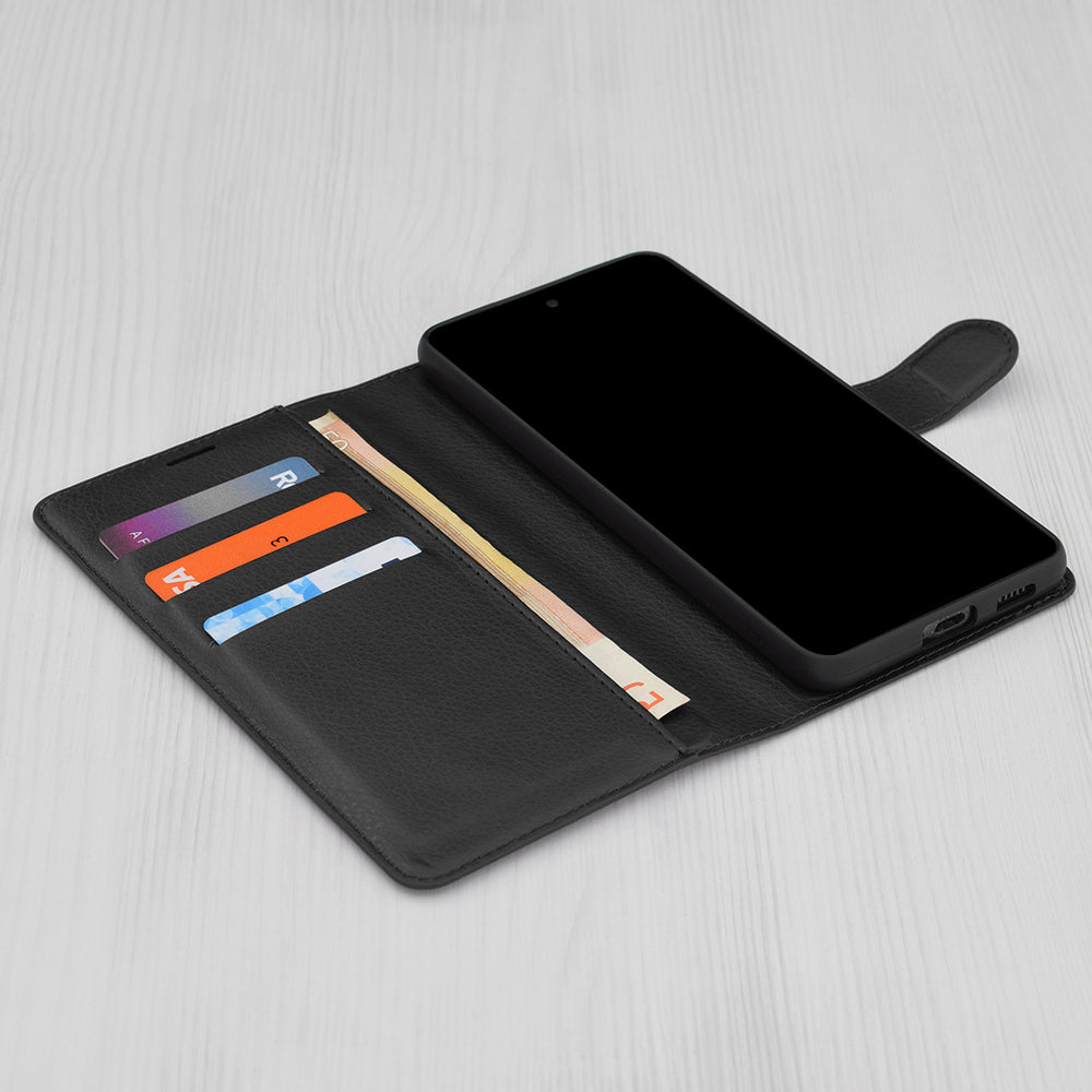 Coque pour Oppo A94 / Reno5 Lite, Techsuit, Folio en cuir, Noire