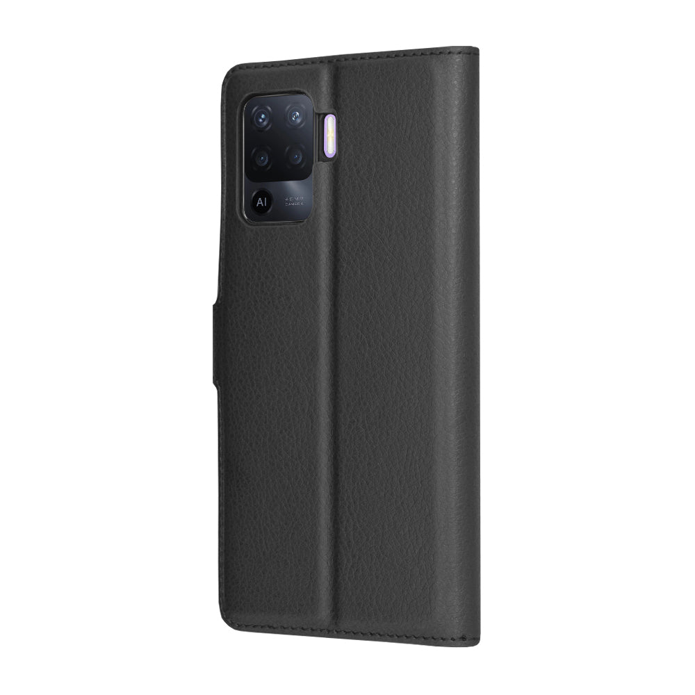 Coque pour Oppo A94 / Reno5 Lite, Techsuit, Folio en cuir, Noire