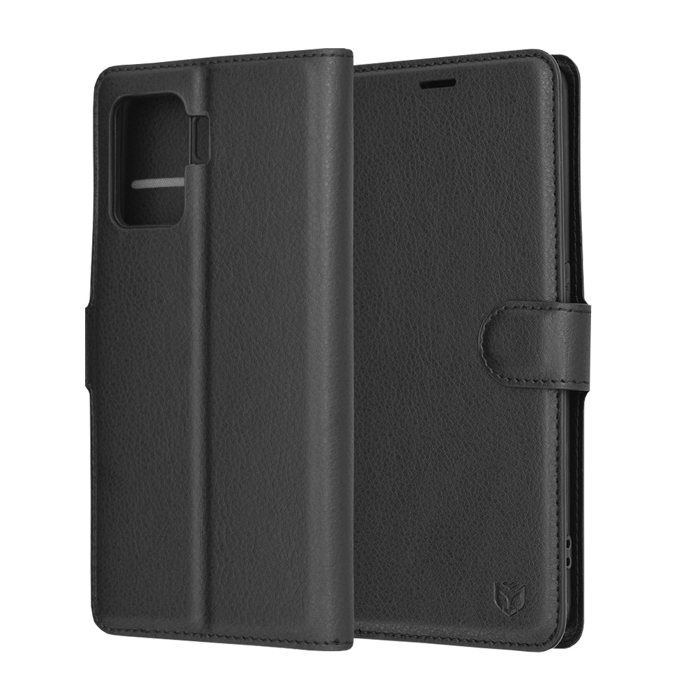 Coque pour Oppo A94 / Reno5 Lite, Techsuit, Folio en cuir, Noire