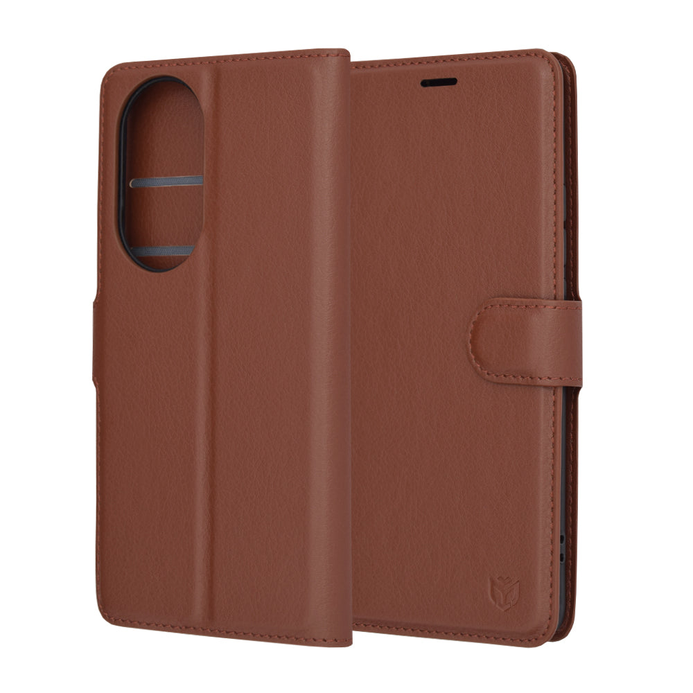 Étui pour Oppo Reno10 / Reno10 Pro, Techsuit, Folio en cuir, Marron
