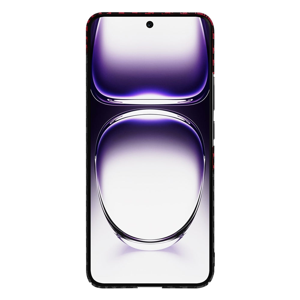 Coque pour Oppo Reno12, Techsuit, Carbonite FiberShell, Noir Rouge
