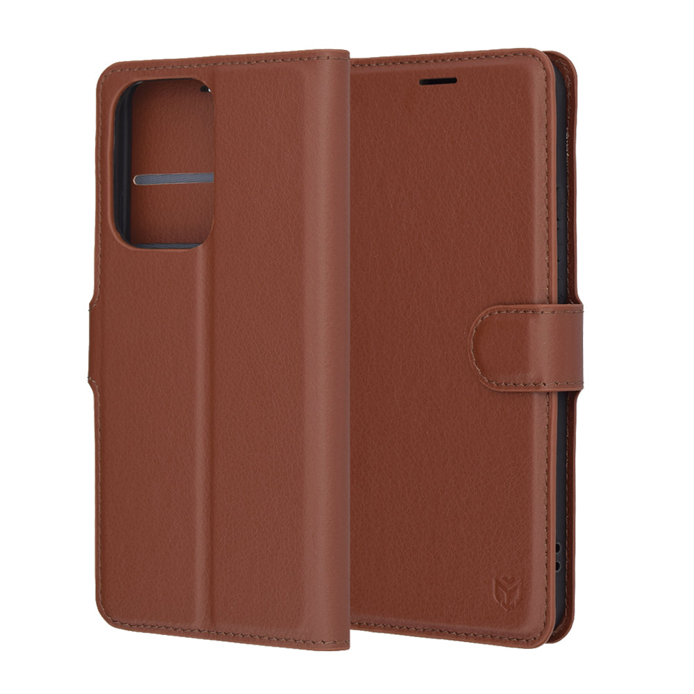 Coque pour Oppo Reno13 Pro, Techsuit, Leather Folio, Marron