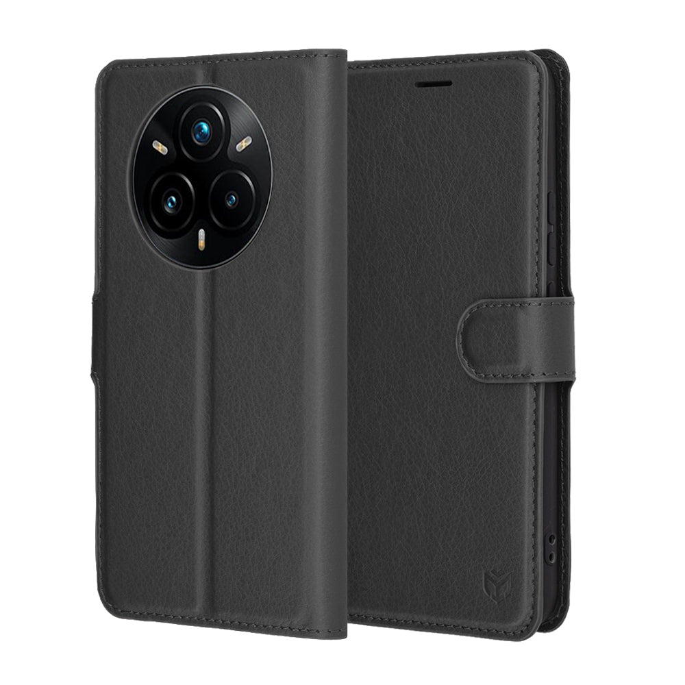 Coque pour Realme 14 Pro+, Techsuit, Leather Folio, Noire