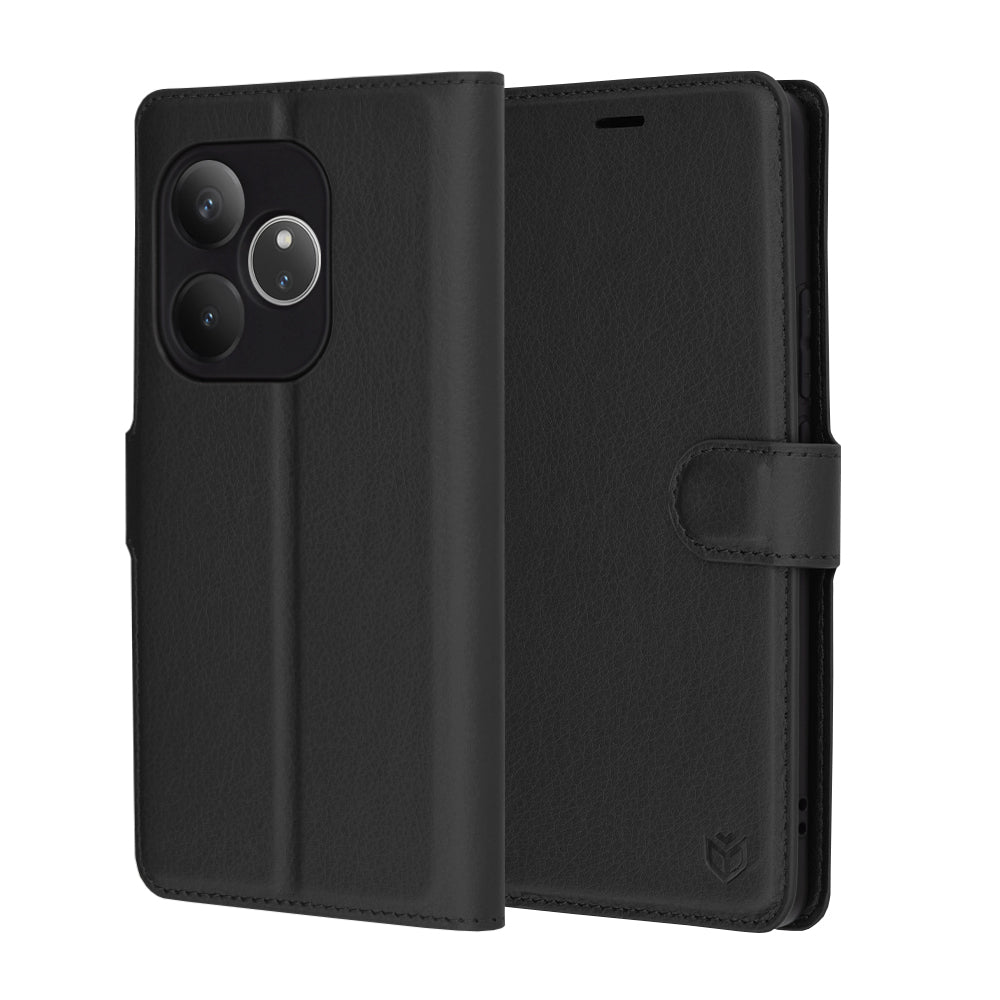 Coque pour Realme GT 6T / GT 6, Techsuit, Leather Folio, Noire