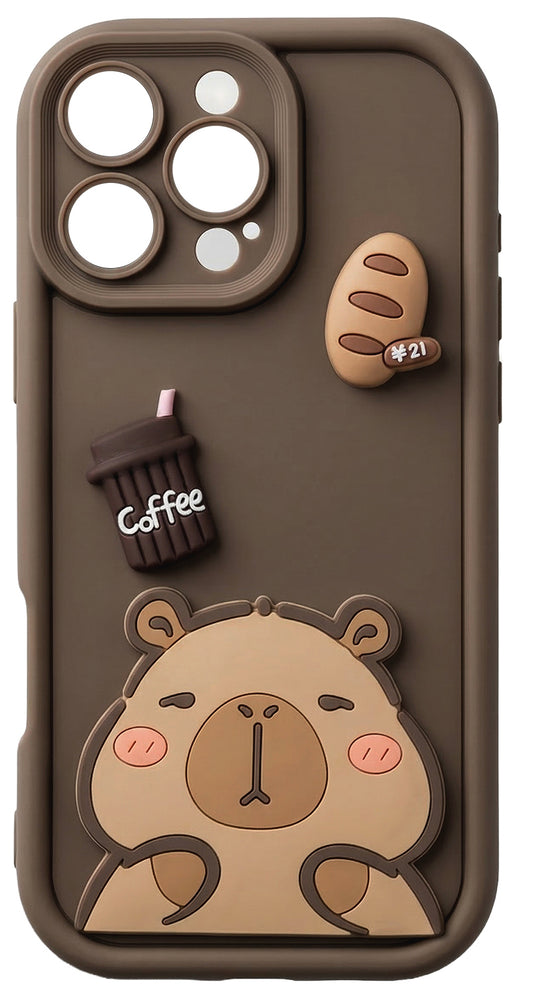 Coque pour Samsung Galaxy A37 5G, OEM, Ultra Trendy 3D Capybara, Marron