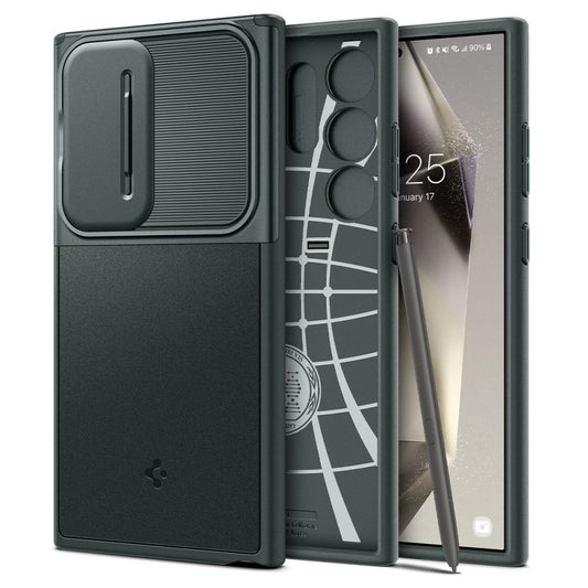 Pochette pour Samsung Galaxy S24 Ultra S928, Spigen, OPTIK ARMOR, Vert ACS07314