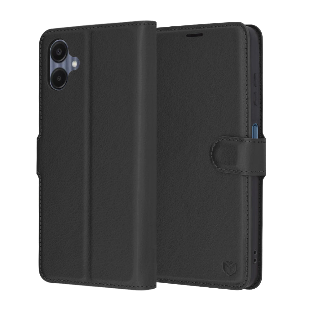 Coque pour Samsung Galaxy A06 A065, Techsuit, Leather Folio, Noire