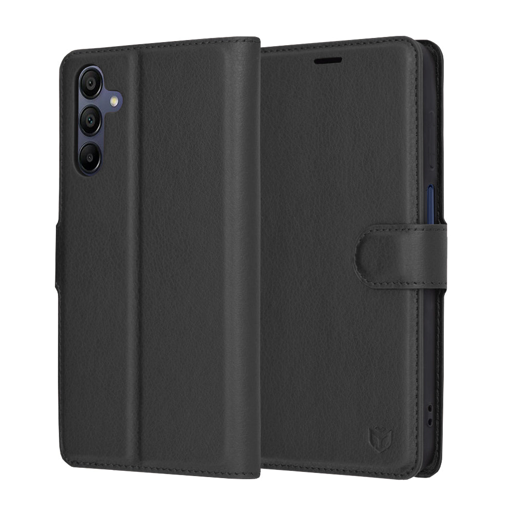 Coque pour Samsung Galaxy A15 5G A156 / A15 A155, Techsuit, Folio en cuir, Noire