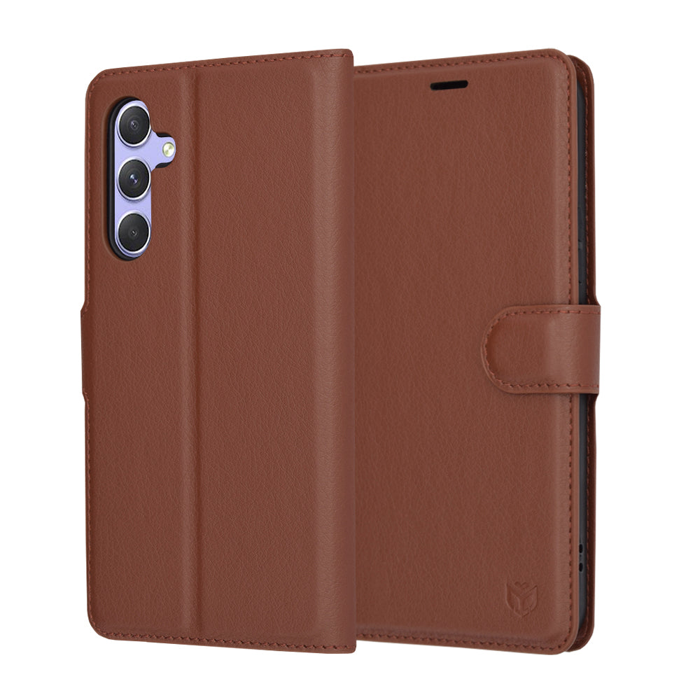 Coque pour Samsung Galaxy A54 A546, Techsuit, Leather Folio, Marron