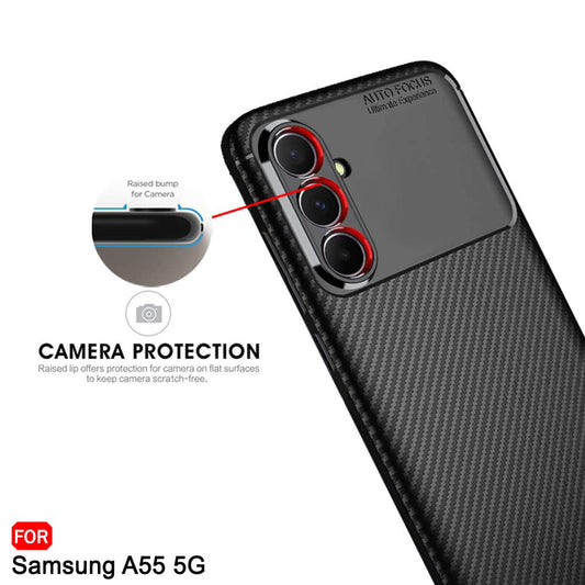 Hülle für Samsung Galaxy A55 5G A556, Techsuit, CarbonFiber, Schwarz