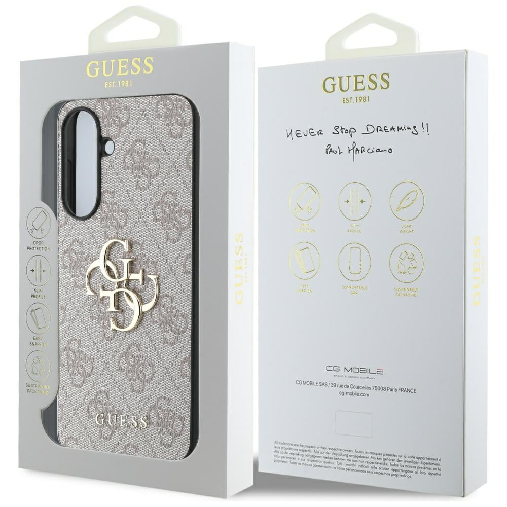 Étui pour Samsung Galaxy A56 A566, Guess, 4G Big Logo, Rose
