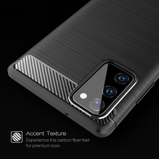 Hülle für Samsung Galaxy Note 20 5G N981 / Note 20 N980, Techsuit, Carbon, Schwarz