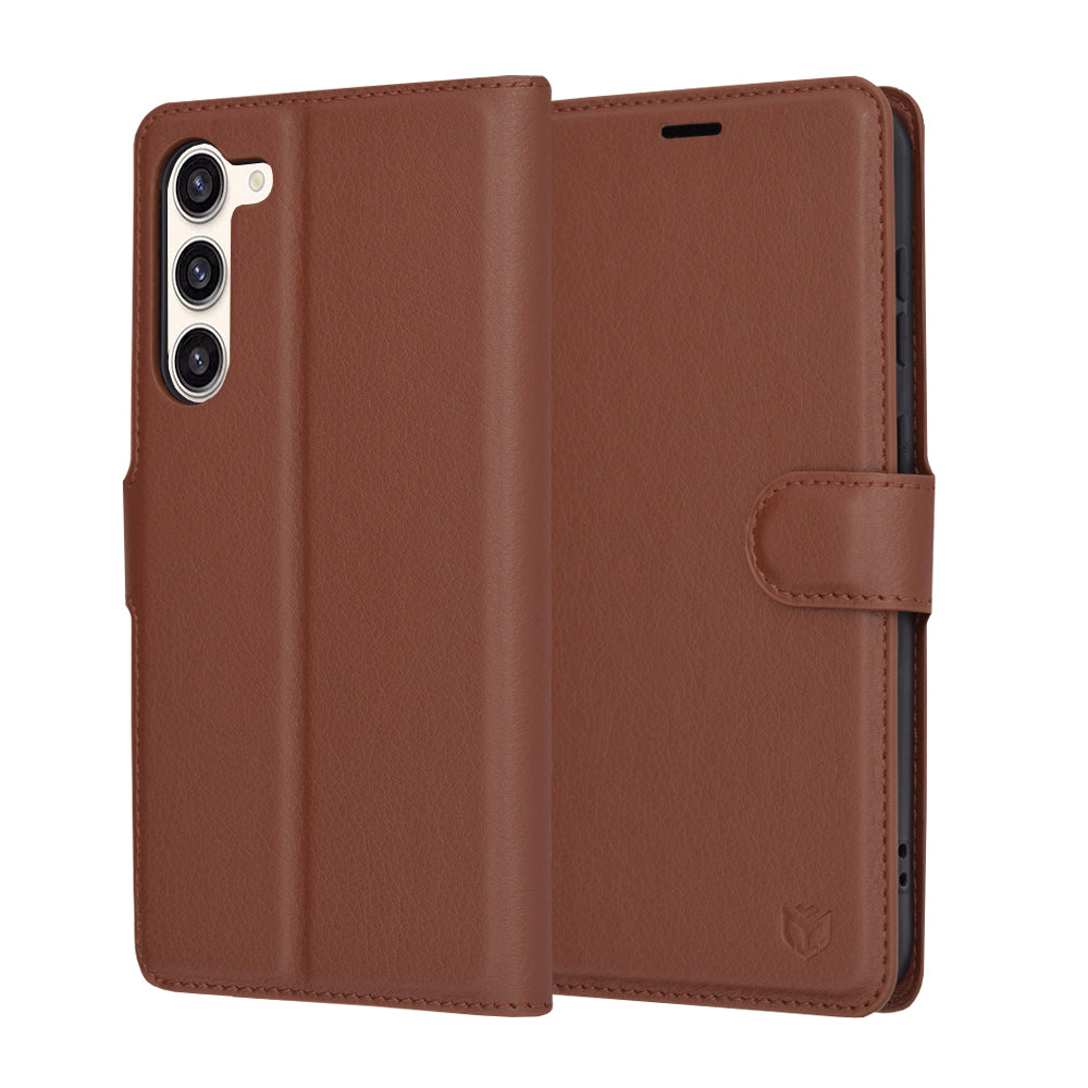 Coque pour Samsung Galaxy S23+ S916, Techsuit, Leather Folio, Marron