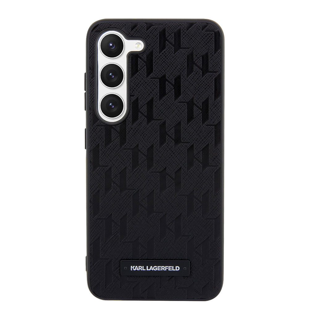 Étui pour Samsung Galaxy S23 S911, Karl Lagerfeld, Saffiano Monogram Metal Logo, Noir