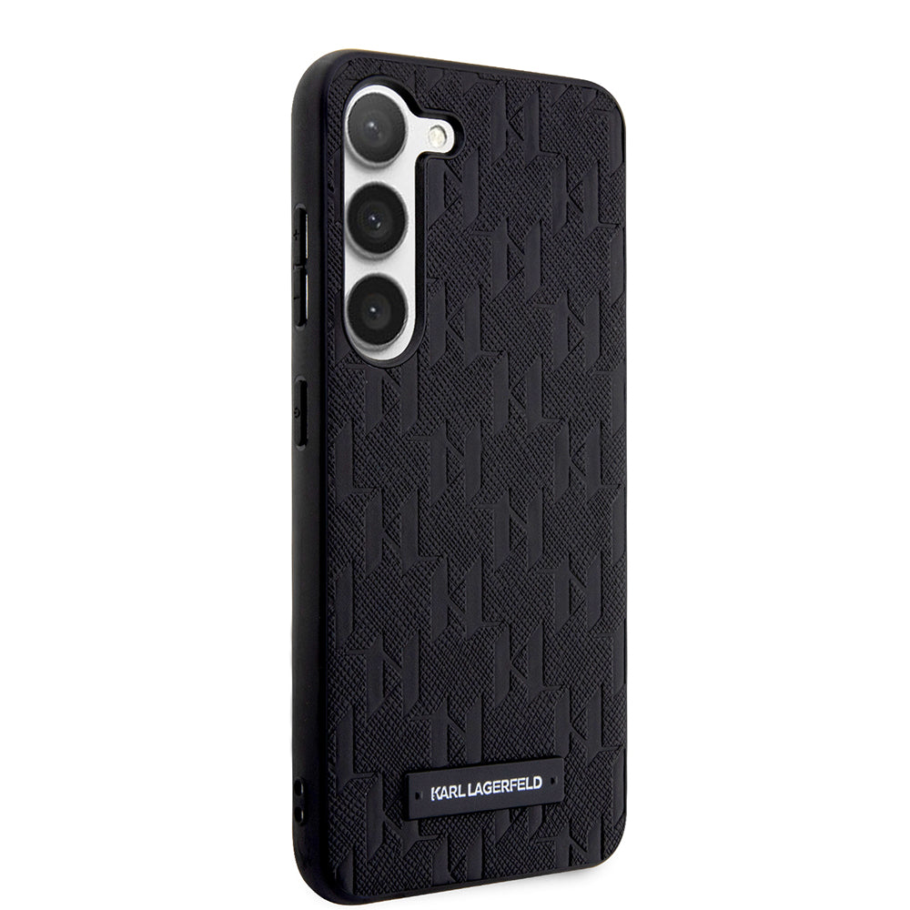 Étui pour Samsung Galaxy S23 S911, Karl Lagerfeld, Saffiano Monogram Metal Logo, Noir
