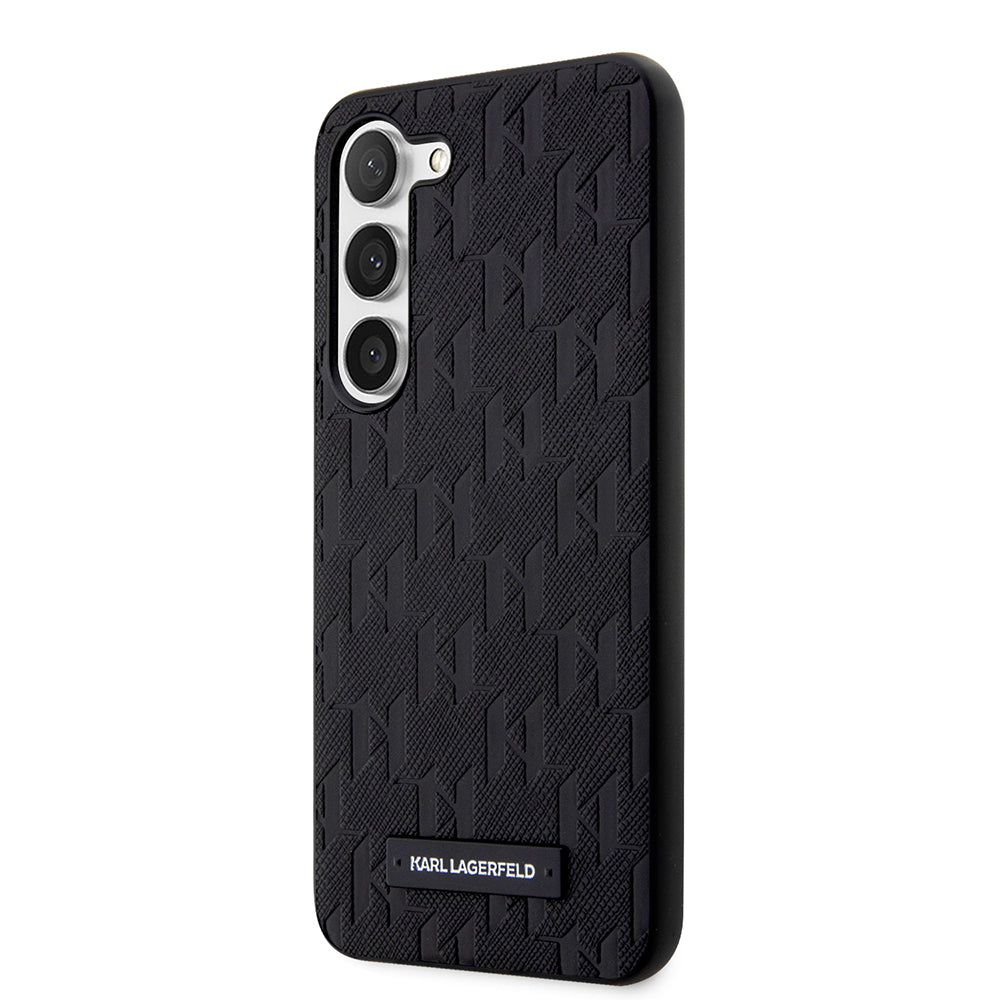 Étui pour Samsung Galaxy S23 S911, Karl Lagerfeld, Saffiano Monogram Metal Logo, Noir