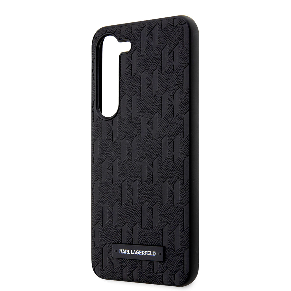 Étui pour Samsung Galaxy S23 S911, Karl Lagerfeld, Saffiano Monogram Metal Logo, Noir
