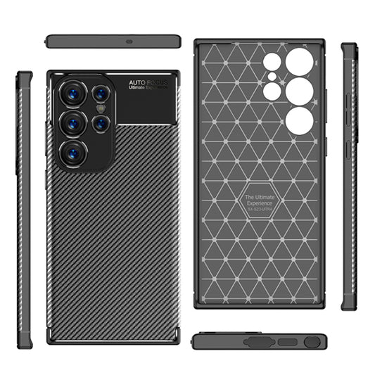 Coque pour Samsung Galaxy S23 Ultra S918, Techsuit, Fibre de carbone, Noire