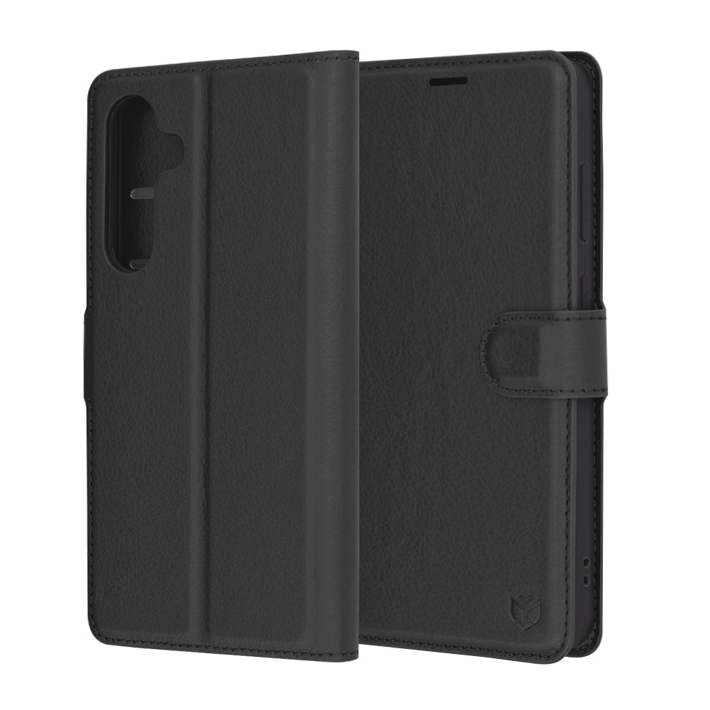 Coque pour Samsung Galaxy S24 FE S721, Techsuit, Folio en cuir, Noire