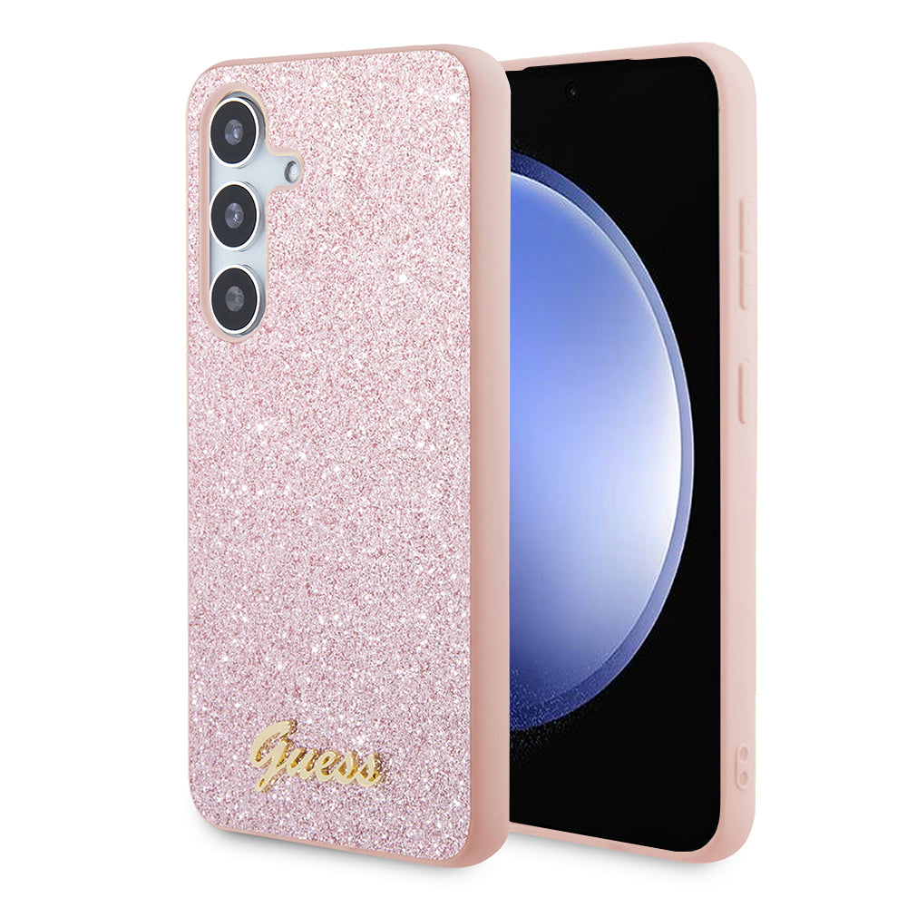 Étui pour Samsung Galaxy S24+ S926, Guess, Glitter Script, Rose
