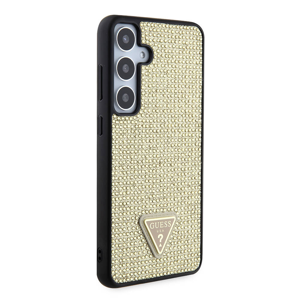 Hülle für Samsung Galaxy S24+ S926, Guess, Rhinestone Triangle Logo, Goldfarben