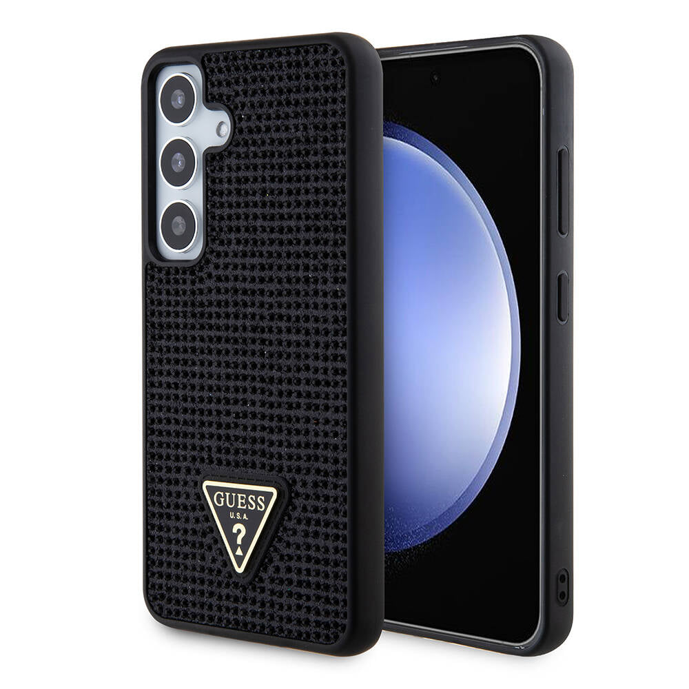Étui pour Samsung Galaxy S24+ S926, Guess, logo triangle en strass, Noir