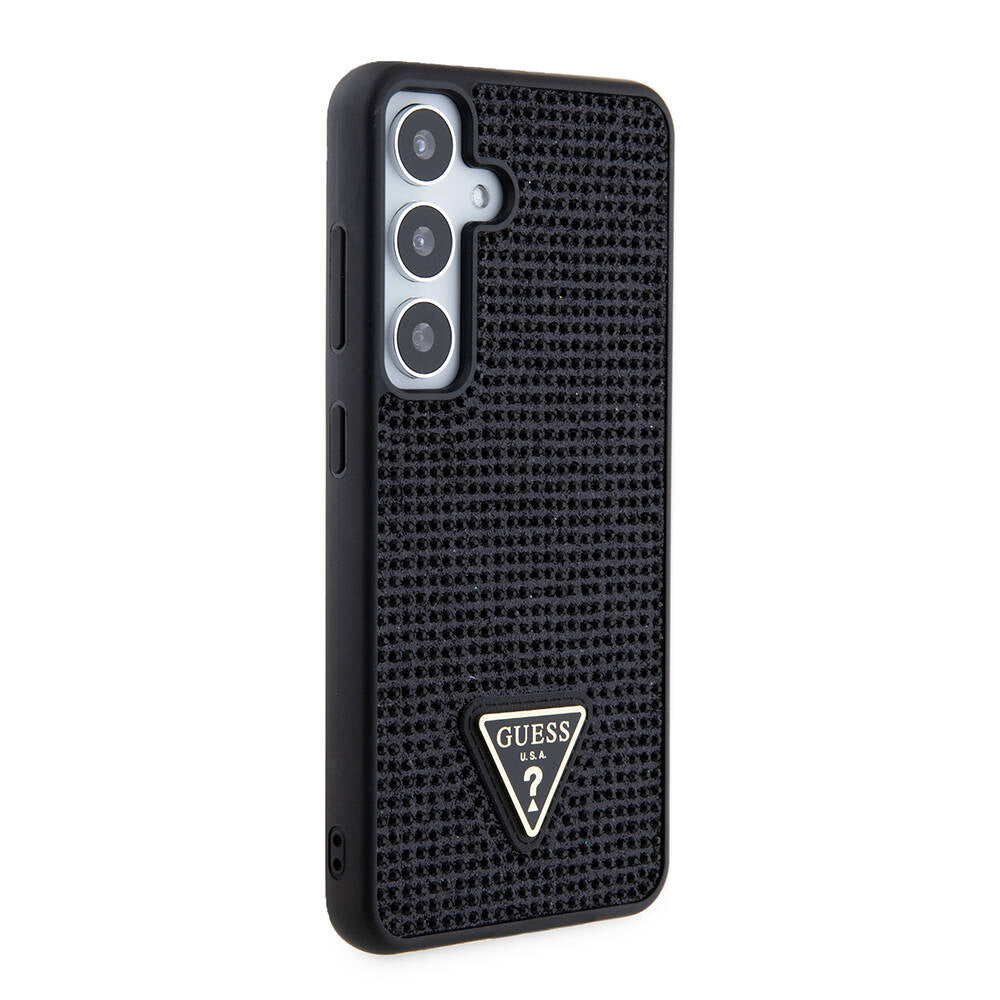 Étui pour Samsung Galaxy S24+ S926, Guess, logo triangle en strass, Noir