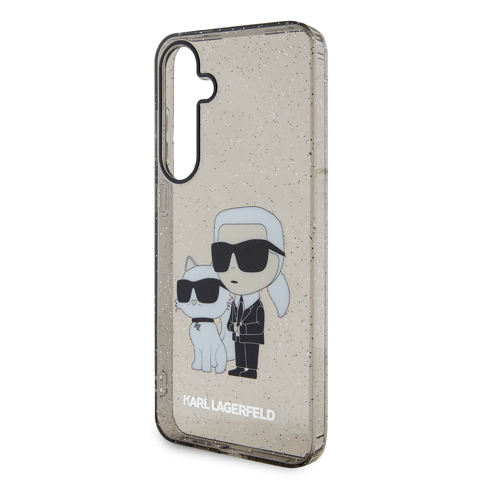 Étui pour Samsung Galaxy S24+ S926, Karl Lagerfeld, Glitter Karl & Choupette, Bleu