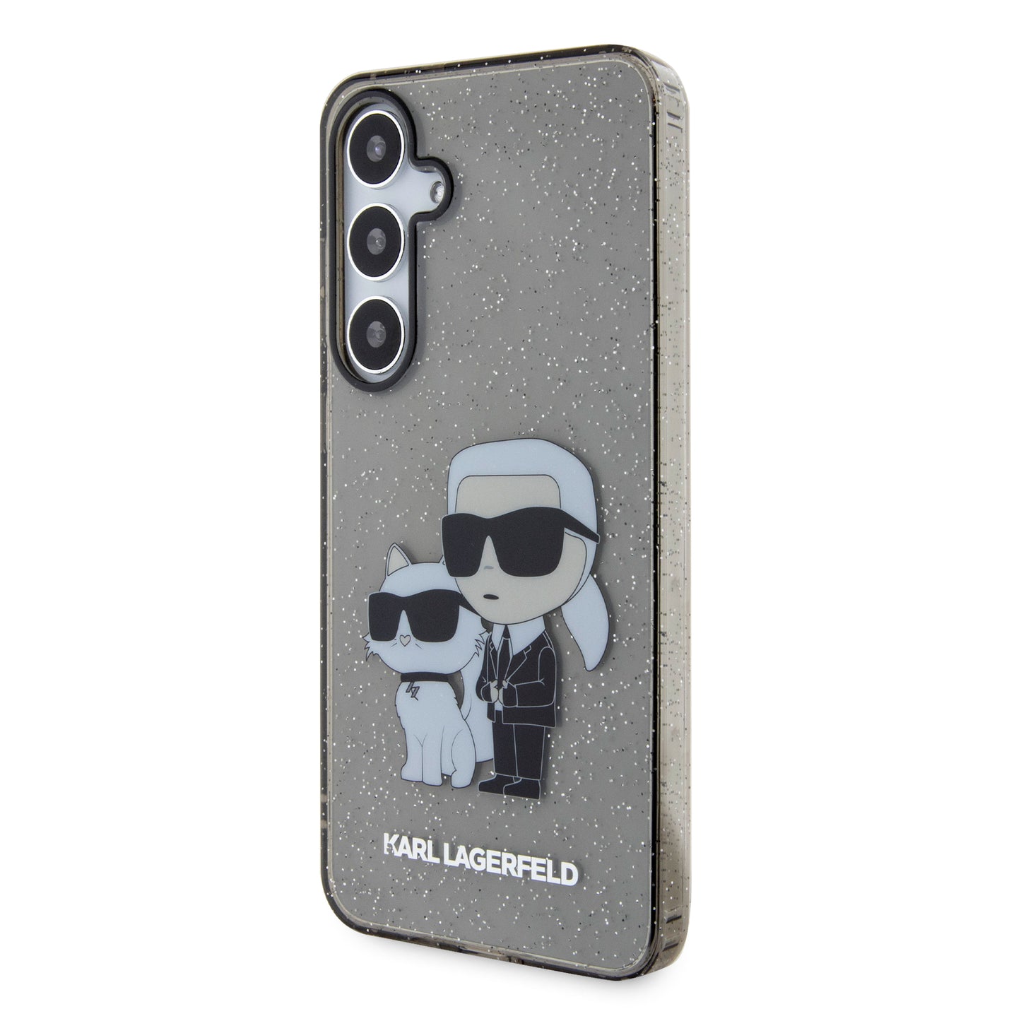 Étui pour Samsung Galaxy S24+ S926, Karl Lagerfeld, Glitter Karl & Choupette, Bleu