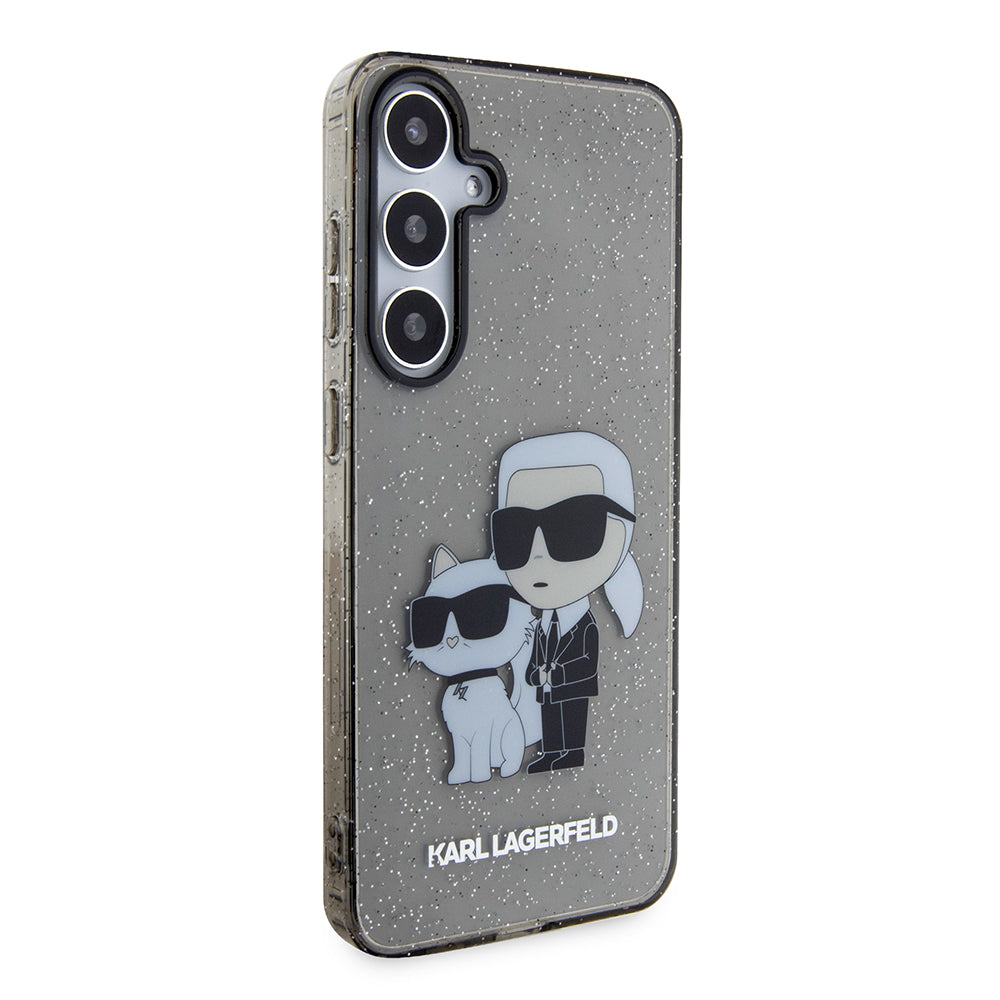 Étui pour Samsung Galaxy S24+ S926, Karl Lagerfeld, Glitter Karl & Choupette, Bleu