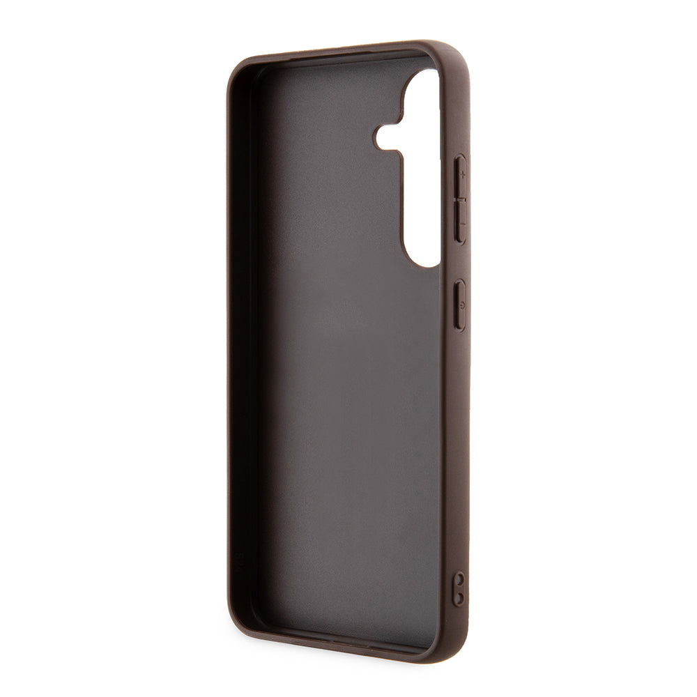 Étui pour Samsung Galaxy S24 S921, Guess, Logo Or Métal 4G, Marron