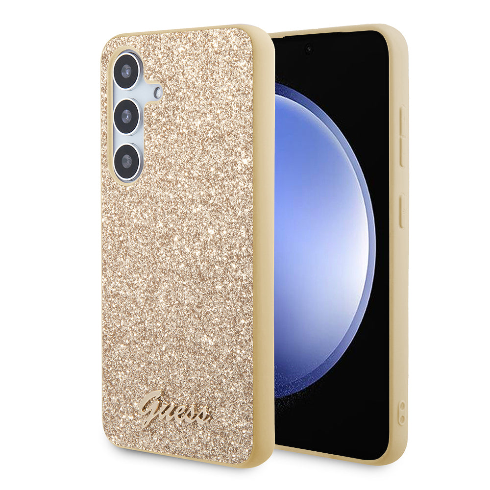 Étui pour Samsung Galaxy S24 S921, Guess, Glitter Script, Doré