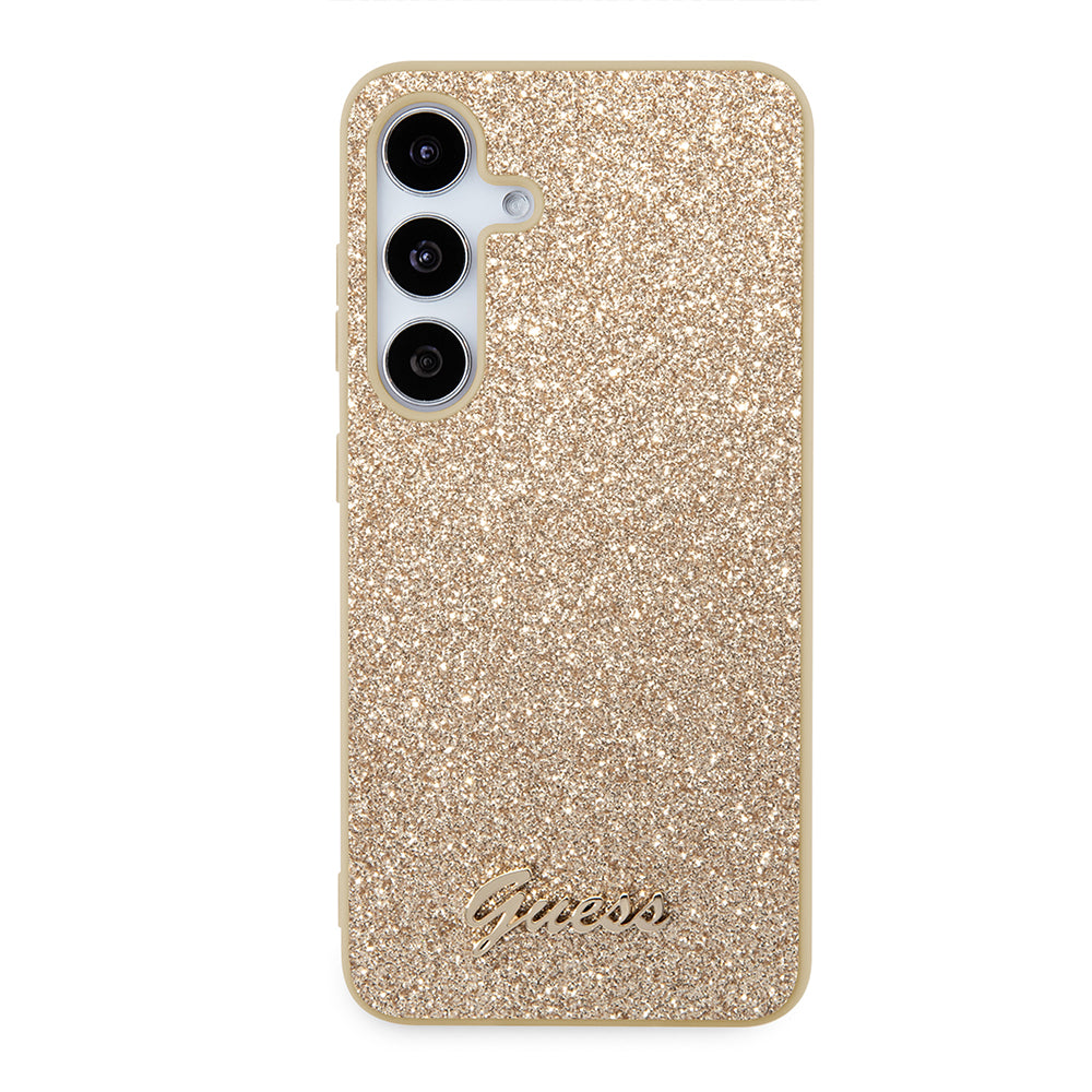 Étui pour Samsung Galaxy S24 S921, Guess, Glitter Script, Doré