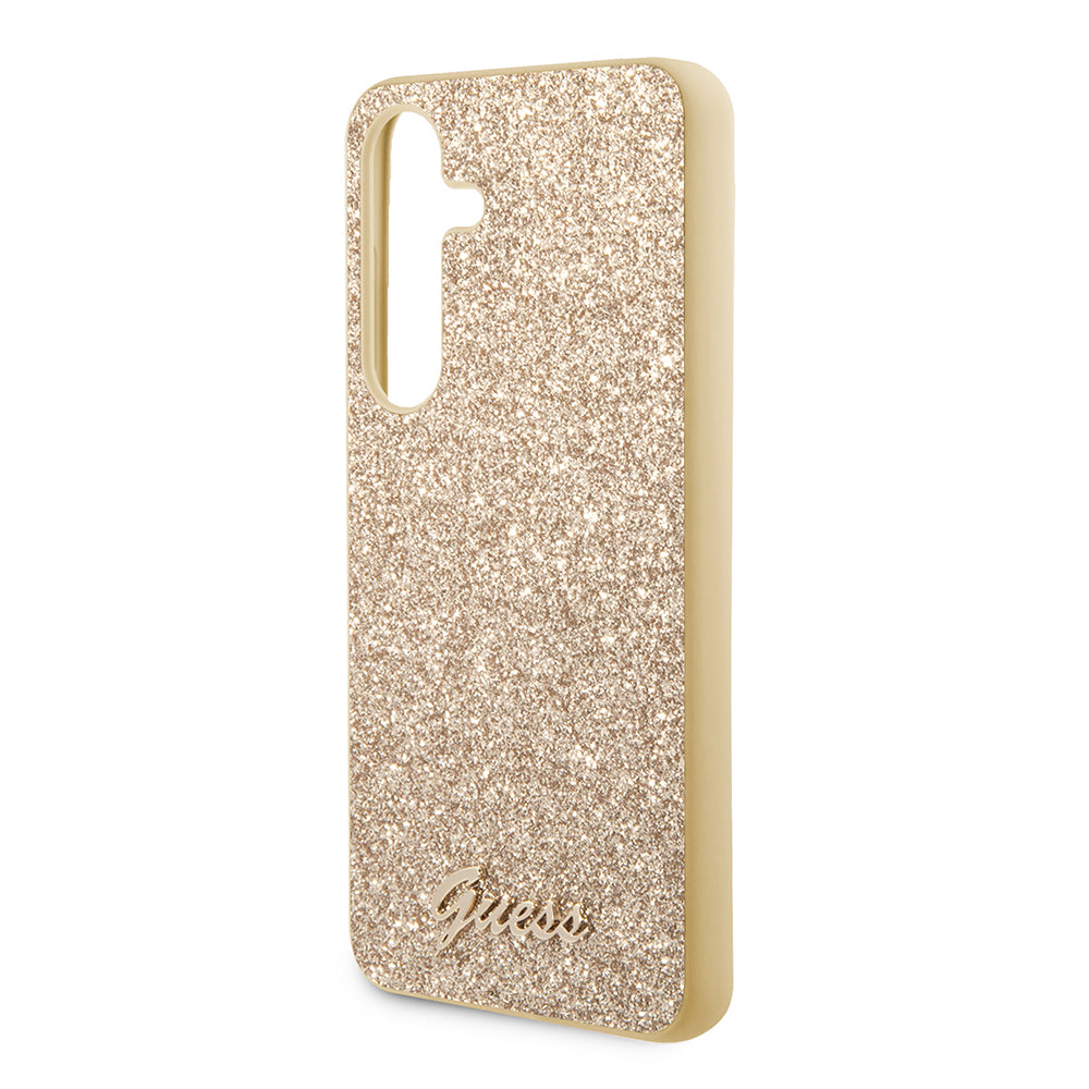 Étui pour Samsung Galaxy S24 S921, Guess, Glitter Script, Doré